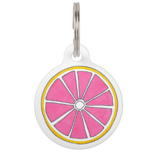 Médaillon Pour Animaux Balise Pink Tropical Graphiste Agrumes Fruit Anima