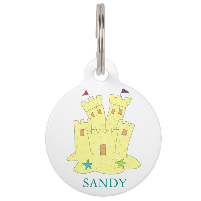 Médaillon Pour Animaux Balise Sandcastle Starfish Beach Castle Dog Pet (Devant)