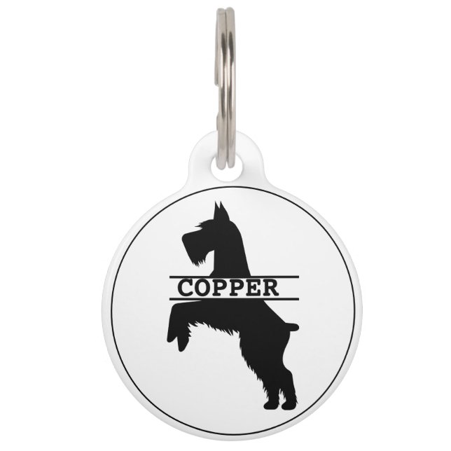 Médaillon Pour Animaux Balise Schnauzer Round Pet personnalisée (Devant)
