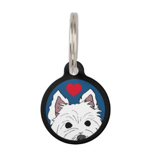 Médaillon Pour Animaux Balise "SHAGGY" Westie with Heart Custom Pet