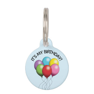 Médaillon Pour Animaux Ballons d'anniversaire colorés - C'est mon anniver