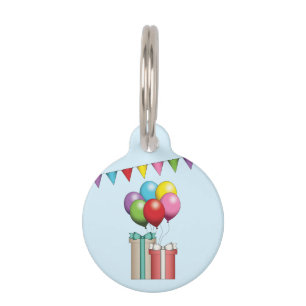 Médaillon Pour Animaux Ballons D'Anniversaire Colorés Et Présentations En
