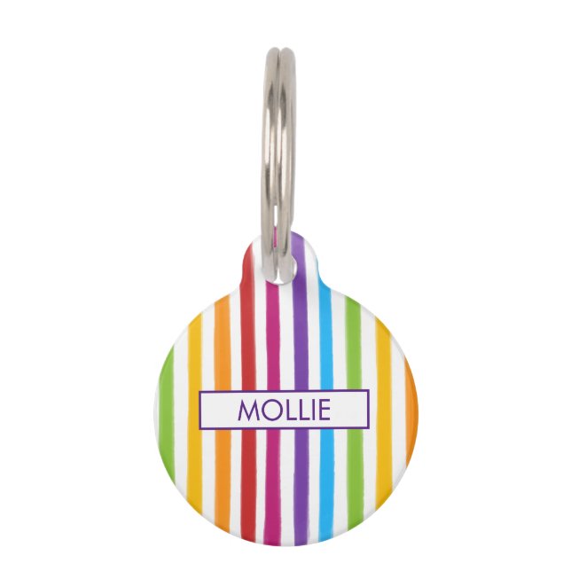 Médaillon Pour Animaux Bandes arc-en-ciel personnalisées (Devant)