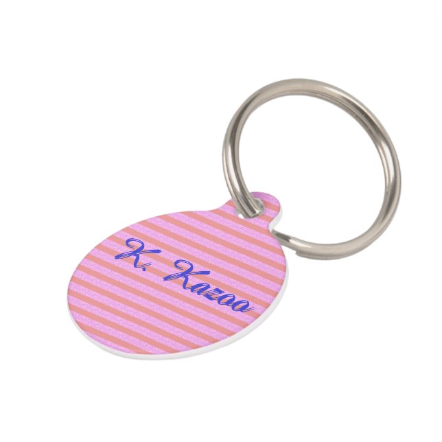 Médaillon Pour Animaux Bandes géométriques violettes claires (Côté )