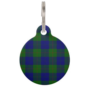 Médaillon Pour Animaux Barclay tartan bleu vert plaid