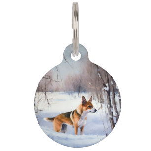 Médaillon Pour Animaux Basenji Laissez Tomber la Neige Noël