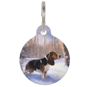 Médaillon Pour Animaux Basset Hound Laissez tomber la neige Noël