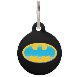 Médaillon Pour Animaux Batman   Symbole Cyan Stripes