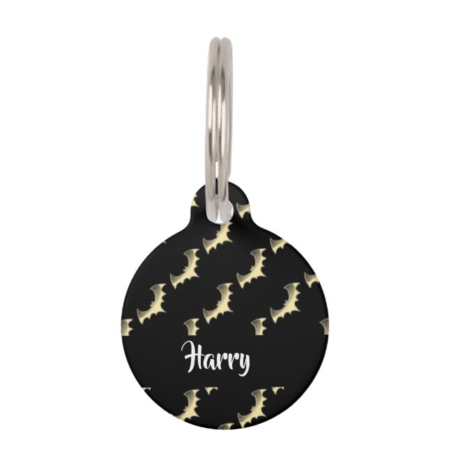 Médaillon Pour Animaux Bats en or noir (Devant)