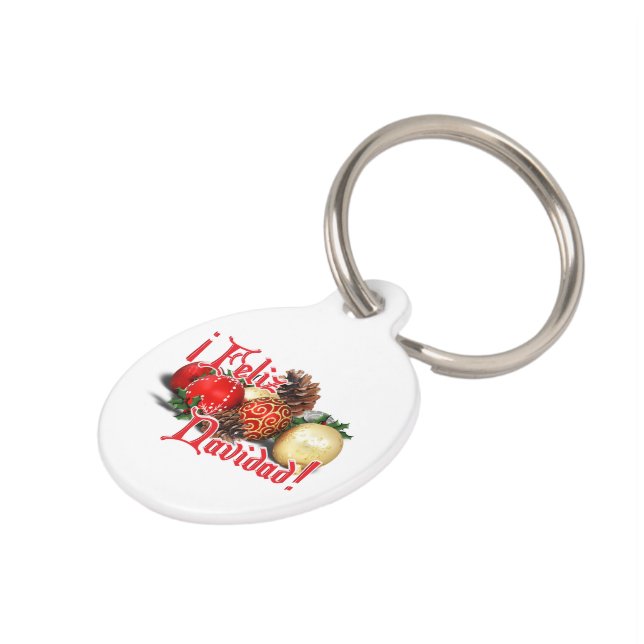 Médaillon Pour Animaux Baubles & Pine Cones - Feliz Navidad (Côté )