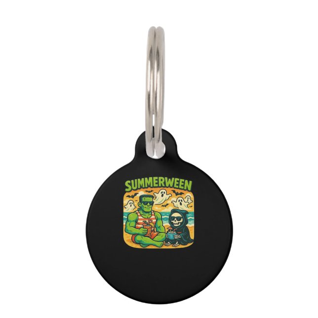 Médaillon Pour Animaux Beachside Boogeymen - Classe Retro Summerween Vibe (Devant)