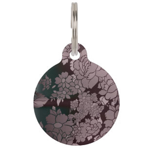 Médaillon Pour Animaux Beau motif floral fluorescent