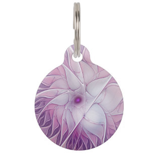 Médaillon Pour Animaux Belle Fleur rose moderne Fractal Art Abstrait