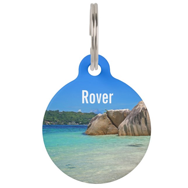 Médaillon Pour Animaux Belle mer tropicale avec une plage rocheuse (Devant)