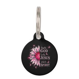 Médaillon Pour Animaux Béni Par Dieu - Aimé Par Jésus Tournesol Rose