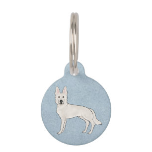 Médaillon Pour Animaux Berger Blanc Suisse Blanc GSD Chien de Dessin Anim