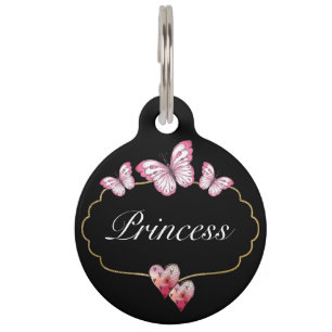 Médaillon Pour Animaux Beurre mignon rose Coeurs Or Frame