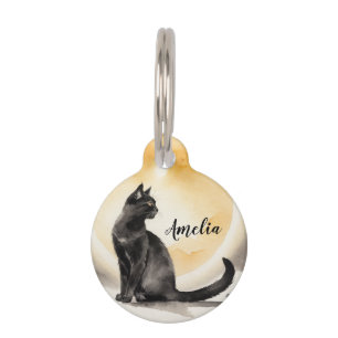 Médaillon Pour Animaux Black Cat Aquarell
