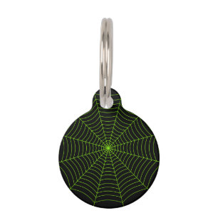 Médaillon Pour Animaux Black neon vert toile d'araignée Halloween motif