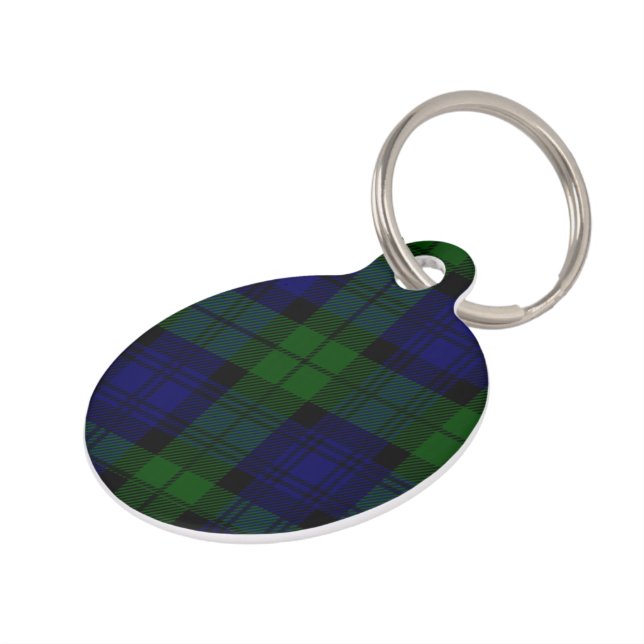 Médaillon Pour Animaux Black Watch Tartan bleu vert Plaid (Côté )