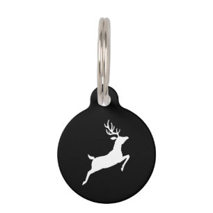 Médaillon Pour Animaux Blanc Minimaliste Reindeer Jumping En Avant Sur No