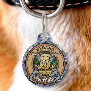 Médaillon Pour Animaux Blason de Clan Gordon sur tartan de cérémonie
