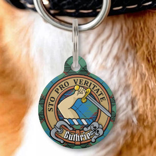 Médaillon Pour Animaux Blason de Clan Guthrie sur Tartan