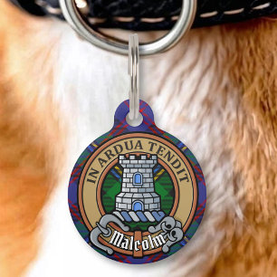 Médaillon Pour Animaux Blason du clan Malcolm sur tartan