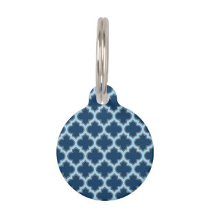 Médaillon Pour Animaux Bleu et Bébé Bleu Trellis, treillis, Quatrefoil