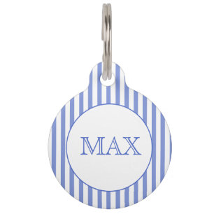 Médaillon Pour Animaux Bleu et blanc de la marine Personnalisé
