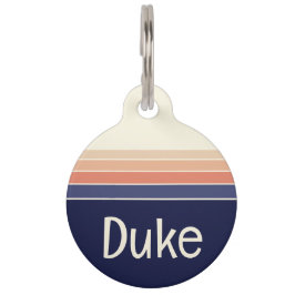 Médaillon Pour Animaux Bleu rétro et Pêche triés chien/chat