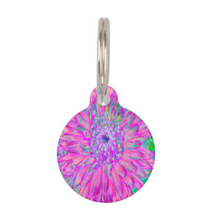 Médaillon Pour Animaux Bleu rose et violet cool Artsy Dahlia Bloom