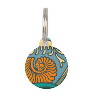 Médaillon Pour Animaux Blue Ocean Waves Nautilus Seashell Motif Nouveau