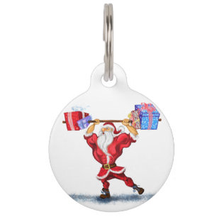Médaillon Pour Animaux Bodybuilder Santa Claus avec cadeaux de Noël - Amu