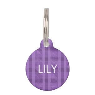 Médaillon Pour Animaux Bol à motif à carreaux violet