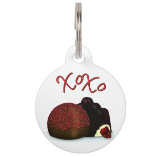 Médaillon Pour Animaux Bonbon Valentin XOXO et chocolat noir