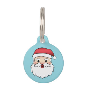Médaillon Pour Animaux Bonne Caricature Santa Claus Tête Sur Bleu