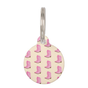 Médaillon Pour Animaux Boots Cowboy Pink Country Texas Ranch