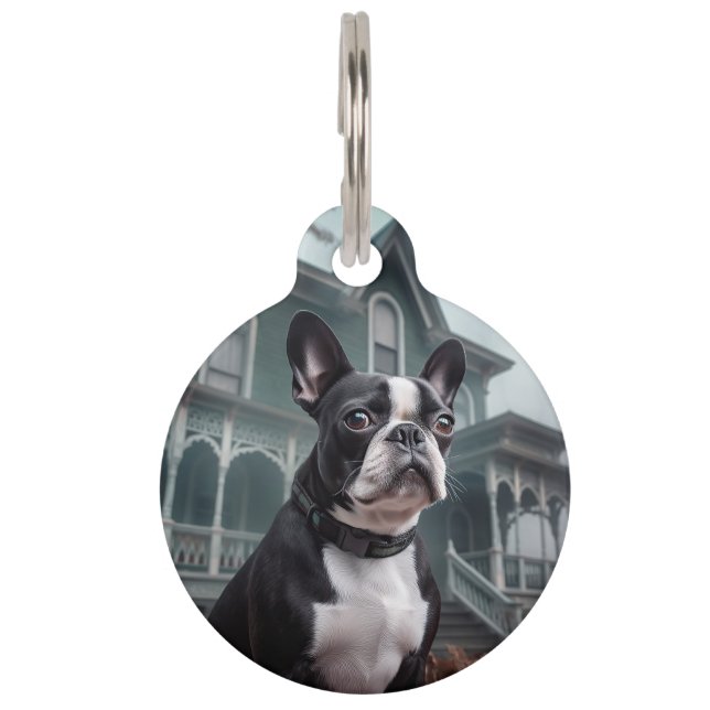 Médaillon Pour Animaux Boston Terrier Halloween Épouvantable (Devant)