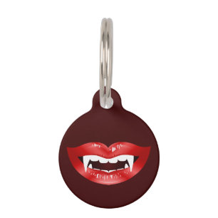 Médaillon Pour Animaux Bouche Vampire avec lèvres rouges et informations 