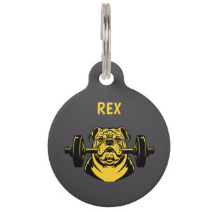 Médaillon Pour Animaux Bouledogue avec haltère