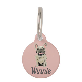 Médaillon Pour Animaux Bouledogue Français crème
