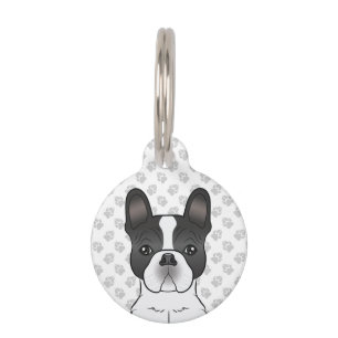 Médaillon Pour Animaux Bouledogue français pie noir / Frenchie Chien mign