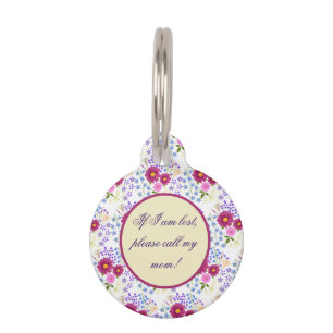 Médaillon Pour Animaux Bouquet de fleurs avec étiquette d'identification 