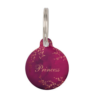Médaillon Pour Animaux Bourgogne Rose Gold Princess Chien Chat