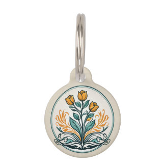 Médaillon Pour Animaux Bouton Floral orange