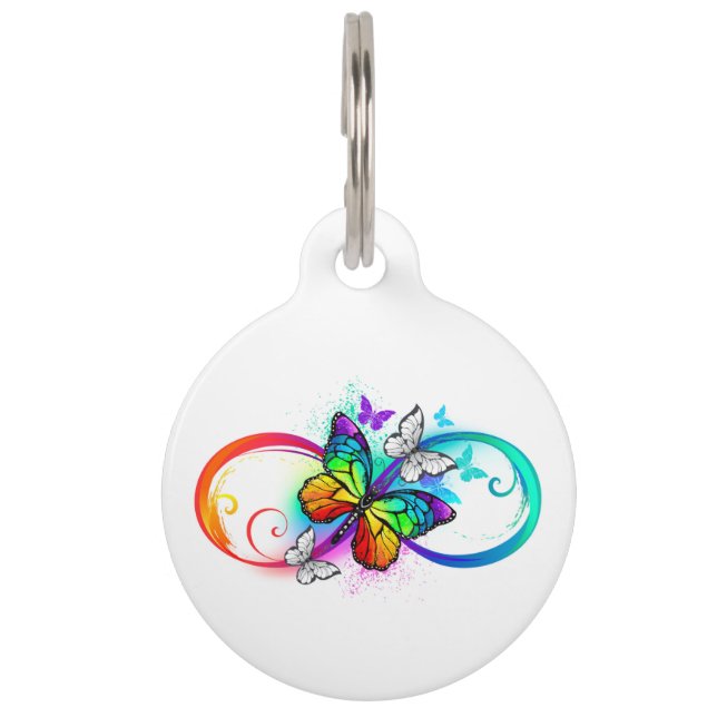 Médaillon Pour Animaux Bright infinity with rainbow butterfly (Devant)