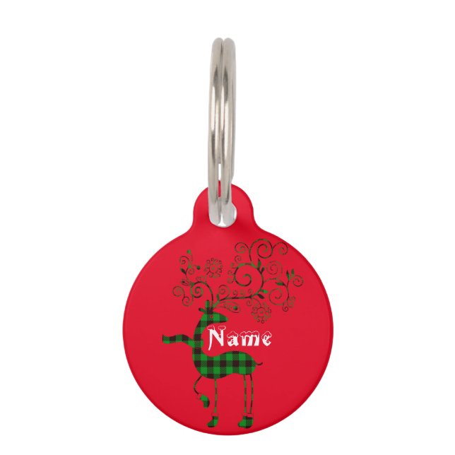 Médaillon Pour Animaux Buffalo Plaid Christmas Deer Thunder_Cove (Devant)
