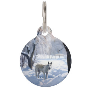 Médaillon Pour Animaux Bull Terrier Laissez Tomber la Neige Noël