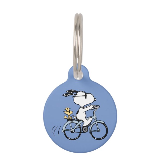 Médaillon Pour Animaux cacahuètes | Vélo Snoopy & Woodstock (Devant)